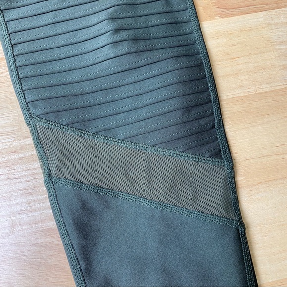 NIMBLE Moto Mesh Khaki Green High Waisted Full Length Activewear Tights Size 14 - Picture 9 of 10